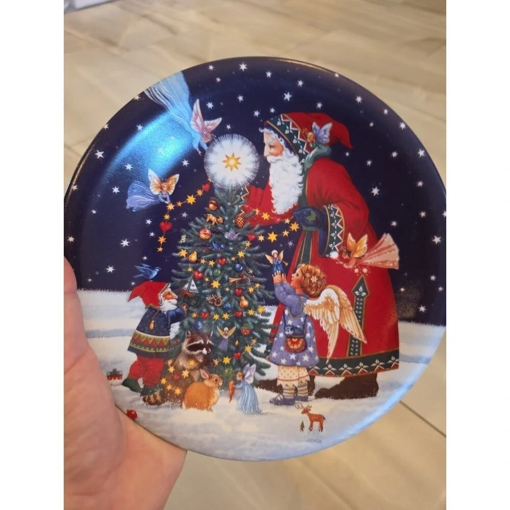 Certified International Starlight Santa Night Time Edition 2 Pc Salad Plates